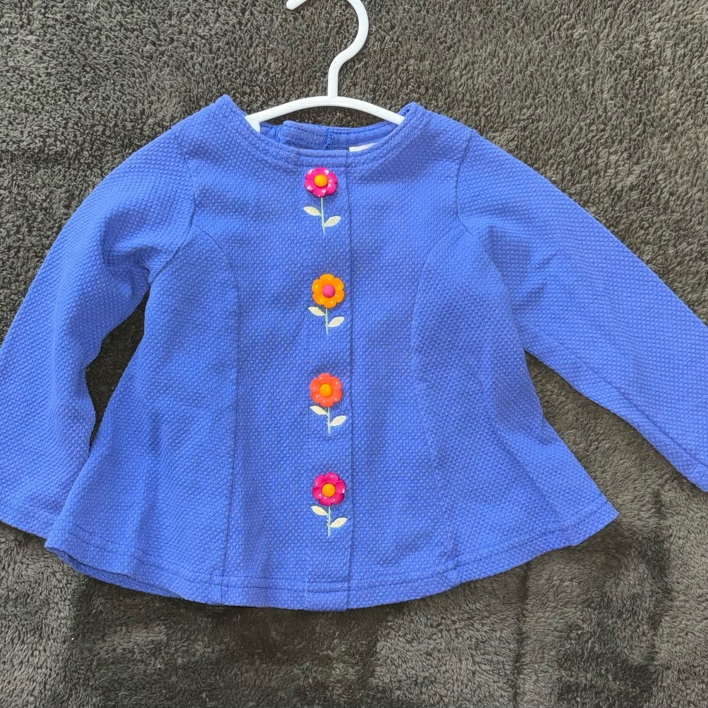 Vintage Buster Brown Blue Kids Shirt with Floral Accents
